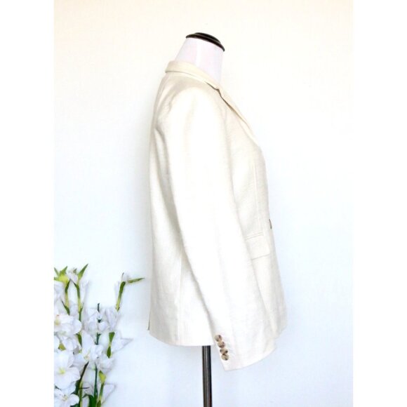 J. Crew Regent Blazer Jacket Linen Blend Metallic Thread Cream Ivory 6P - Picture 11 of 13